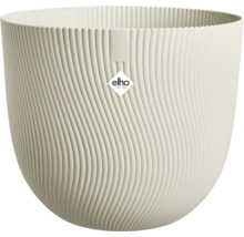 Pot de fleurs avec motif à rayures verticales et logo Elho