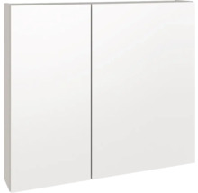 Armoire de toilette blanche avec deux portes.