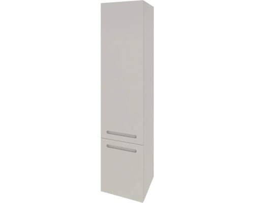 Armoire haute suspendue avec 2 portes Devo Vena 2.0 gauche lxhxp 35x150x33 cm classico stone grey poignée fraisée Armoire de salle de bains verticale avec deux tiroirs et poignées encastrées