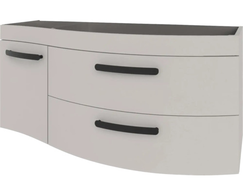 Waschtischunterschrank Devo Vena 2.0 rechts BxHxT 110x50x42 cm classico stone grey Griff schwarz Waschbeckenunterschrank mit zwei Schubladen und einer Tür