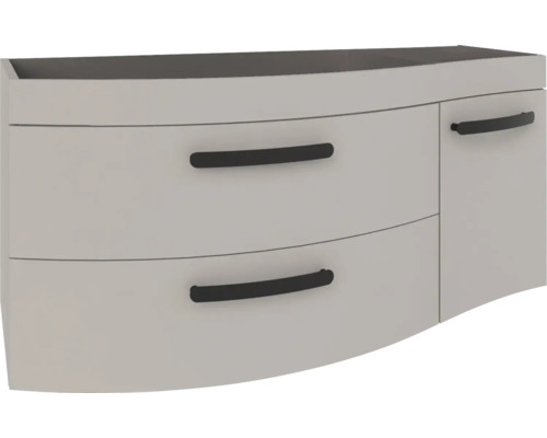 Waschtischunterschrank Devo Vena 2.0 links BxHxT 110x50x42 cm classico stone grey Griff schwarz Schrank mit zwei Schubladen und einer Tür