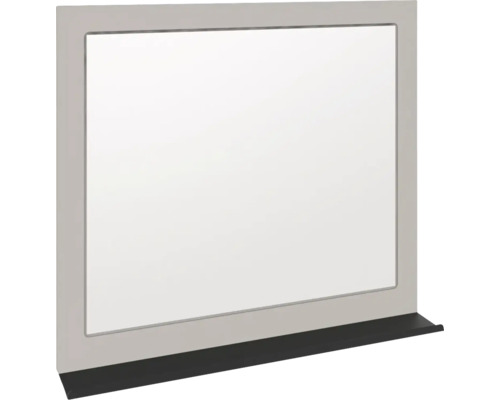 Miroir à cadre avec tablette Devo Vena 2.0 lxhxé 80x70x12 cm classico stone grey/black Miroir rectangulaire avec étagère