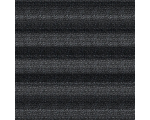 Vue détaillée d'un tapis noir avec une structure côtelée horizontale.