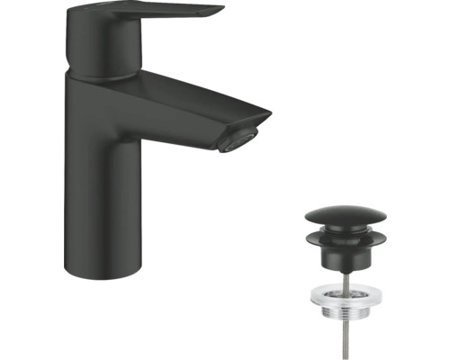 Mitigeur de lavabo noir avec garniture de vidage