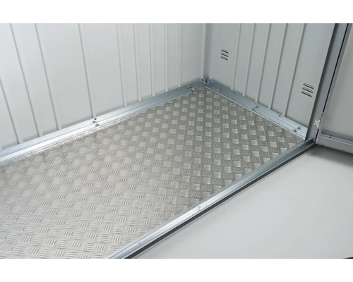 Bodenplatte aus Riffelblech für ein Gerätehaus