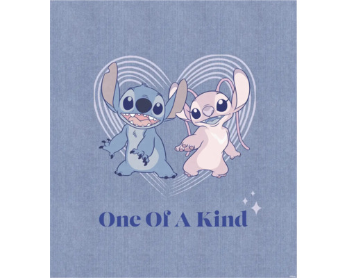 Dessin de Stitch et Angel devant un cœur avec l'inscription One Of A Kind