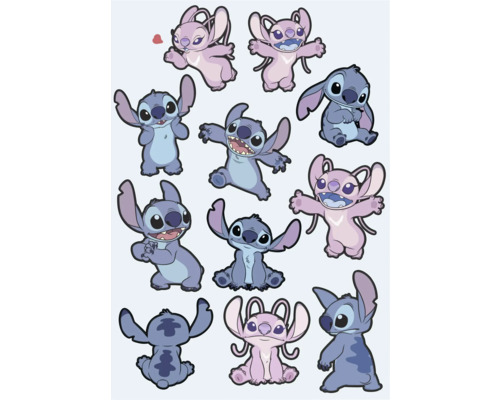 Illustration verschiedener Stitch-Figuren in unterschiedlichen Posen