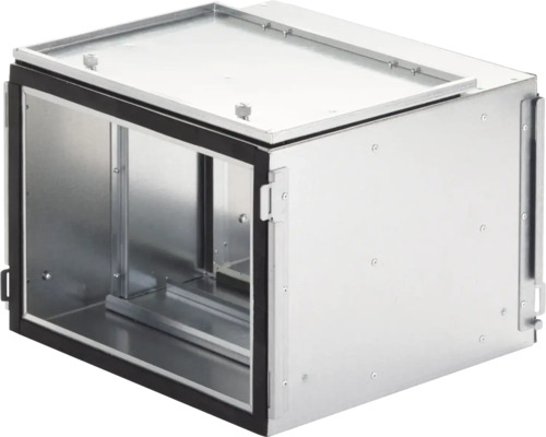 Zehnder Filtergehäuse CW-F320 031397 Geöffneter Verteilerkasten aus Metall.
