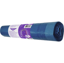Rouleau de sacs poubelles bleus avec cordon de serrage, contenance 60 litres