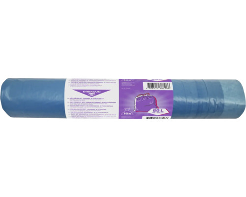 Rouleau de sacs poubelles avec cordon de serrage, 60 litres, 10 pièces