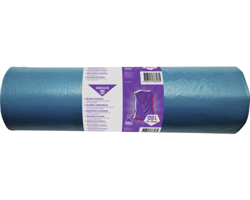 Sacs poubelle RAKKUUN 120 l bleu 50 pièces Rouleau de sacs poubelles de 50 pièces, capacité de 120 litres