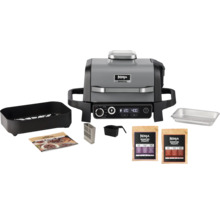 Grill électrique Ninja Woodfire avec accessoires tels qu''un bac de récupération et des granulés