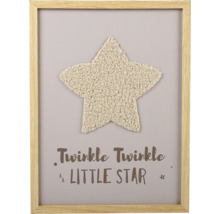 Dekoratives Bild mit Holzrahmen, Sternmotiv und dem Schriftzug Twinkle Twinkle Little Star