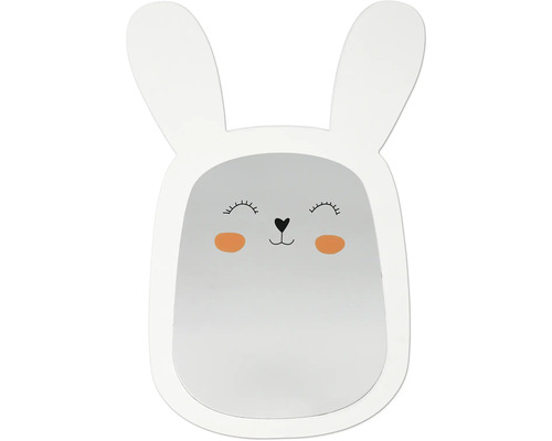Miroir en forme de lapin avec cadre blanc