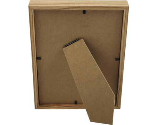 Rückseite eines Bilderrahmens aus Holz mit Aufsteller