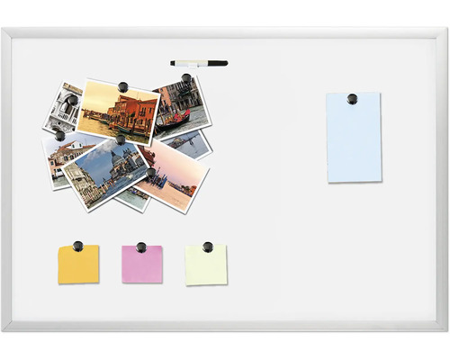 Magnettafel mit Fotos, Notizen und Stift