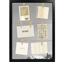 Cadre photo décoratif avec cordes et petites pinces à linge pour suspendre des photos ou des cartes