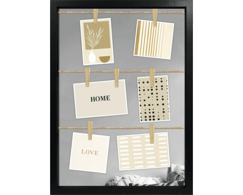 Cadre photo décoratif avec cordes et petites pinces à linge pour suspendre des photos ou des cartes