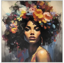 Peinture d''une femme avec des fleurs dans les cheveux