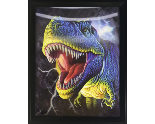 Gerahmtes Bild eines Dinosauriers mit offenem Maul