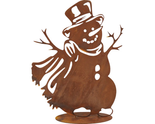 Schneemannfigur aus Metall für den Aussenbereich