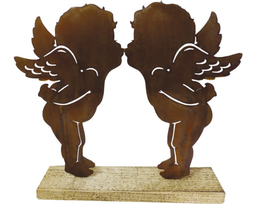 Dekorative Rostfigur von zwei sich küssenden Engeln