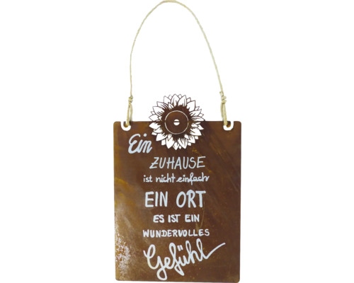 Dekoanhänger Badeko Tafel Zuhause/Ort Stahl rost Dekoratives Schild mit der Aufschrift Ein Zuhause ist nicht einfach, Ein Ort, Es ist ein wundervolles Gefühl