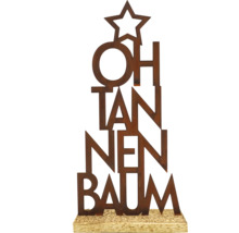 Dekorative Weihnachtsbaumfigur aus Metall mit Schriftzug Oh Tannenbaum