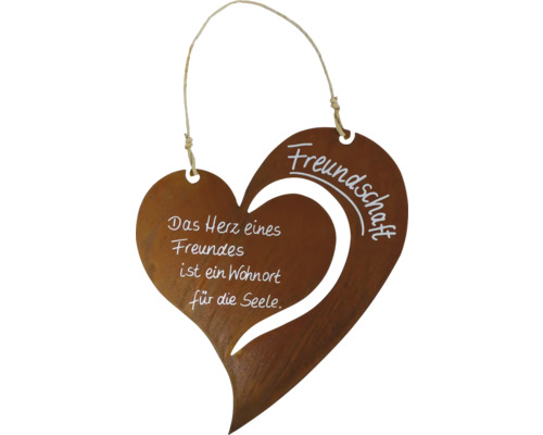 Dekoanhänger Badeko Schild Herz/Freundschaft Stahl rost Dekoratives Herz aus Metall mit der Aufschrift ''Freundschaft''