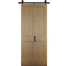 Double porte coulissante en bois avec ferrures