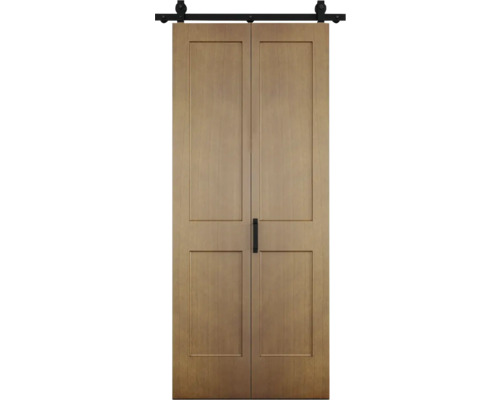 Double porte coulissante en bois avec ferrures