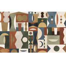 Image murale avec des formes et motifs géométriques abstraits.