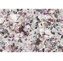 Papier peint à fleurs avec motif de roses et de pivoines