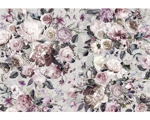 Papier peint panoramique intissé X7-1017 Lovely Blossoms 7 pces 350 x 250 cm Papier peint à fleurs avec motif de roses et de pivoines