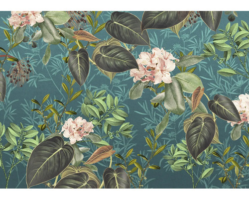 Papier peint avec motif de fleurs et de feuilles