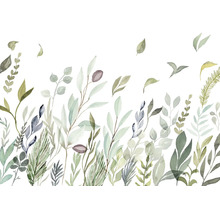 Illustration verschiedener grüner Pflanzen auf weißem Hintergrund