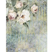 Papier peint avec motif floral de roses et formes géométriques
