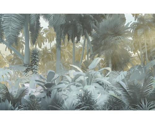 Illustration d'une jungle dense avec diverses plantes tropicales