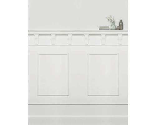 Wandpaneel mit Zierleisten und Regalboden für Dekoration