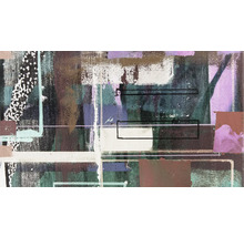 Peinture abstraite avec formes géométriques et aplats de couleur