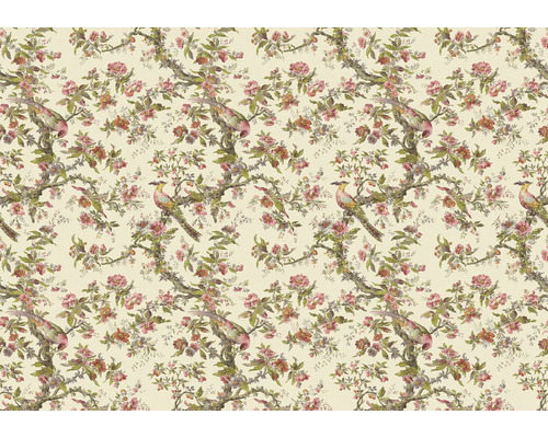 Papier peint avec motif d'oiseaux et de fleurs