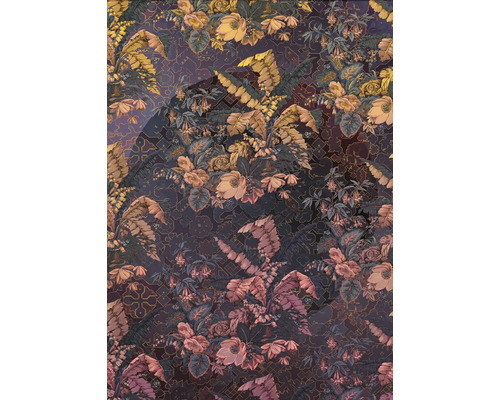 Textile décoratif avec motif floral et feuilles