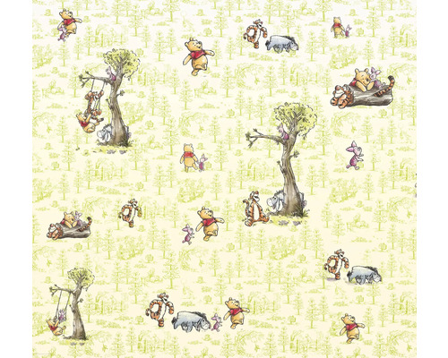 Tapete mit Winnie Puuh Motiven und Baummuster