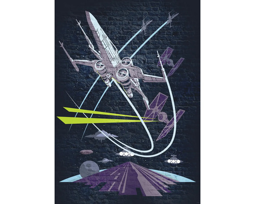 Image murale Star Wars avec motif X-Wing et TIE-Fighter