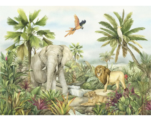Illustration einer Dschungelszene mit Tieren