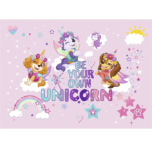 Paw Patrol Motiv mit Hunden, Einhörnern, Sternen und Regenbogen