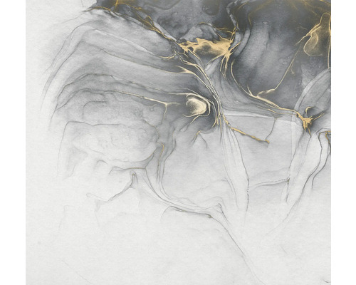 Papier peint panoramique intissé RSX6-037 Ink Gold Fluid 6 pces 300 x 280 cm Illustration abstraite avec effet marbré en gris et or