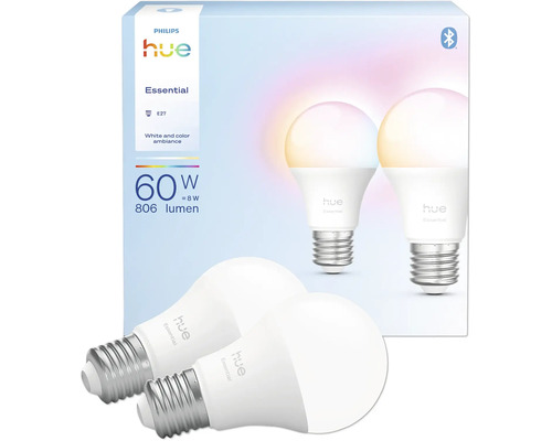 Philips Hue Essential E27 LED Lampe, 2er Pack