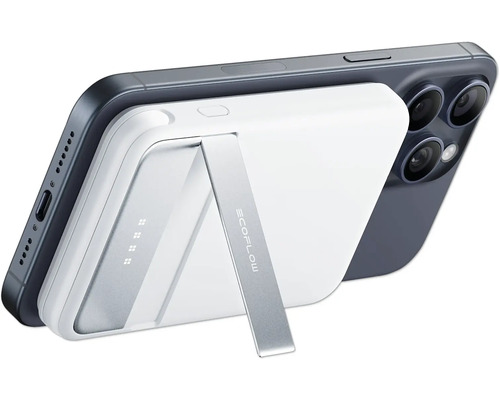 Smartphone avec batterie externe magnétique et logo EcoFlow