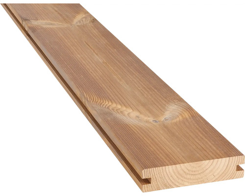 Terrassendiele Thermokiefer mit seitlicher Nut 2500 x 117 x 26 mm Holzpaneel mit Nut und Feder